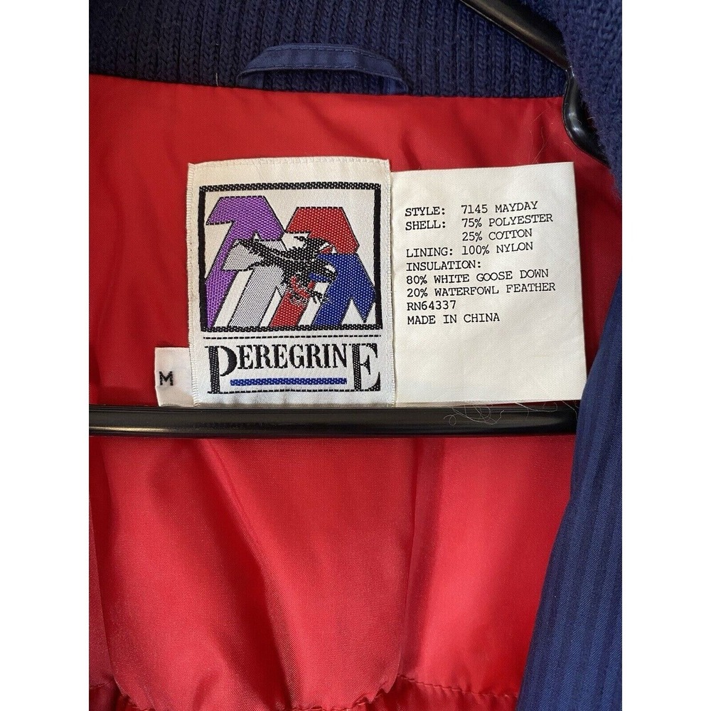 Peregrine Mayday Vintage Blue Pinstripe Goose Down Puffer Jacket Mens Medium - Picture 8 of 10